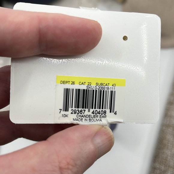 Vintage White & Yellow 10K Gold Chandelier Earrings - Picture 6 of 9